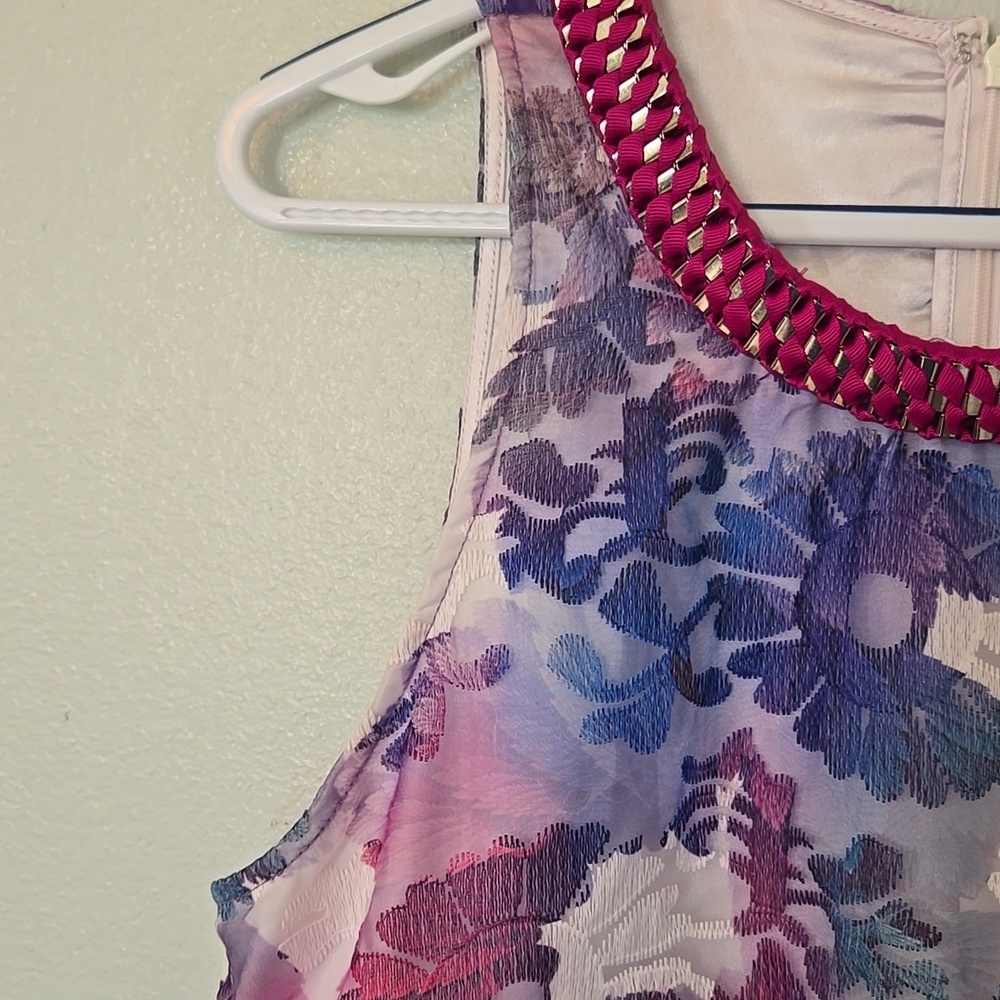 Badgley Mischka Belle | Floral A-Line Sleveless Shift Dress Size 12 - Picture 7 of 11